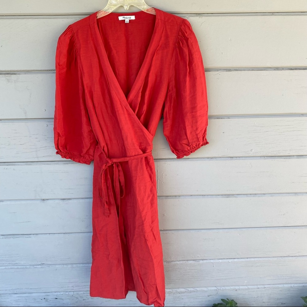 Madewell puff sleeve wrap dress